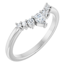Fancy Curved Diamond Wedding Band with Pear & Round Shaped Diamonds