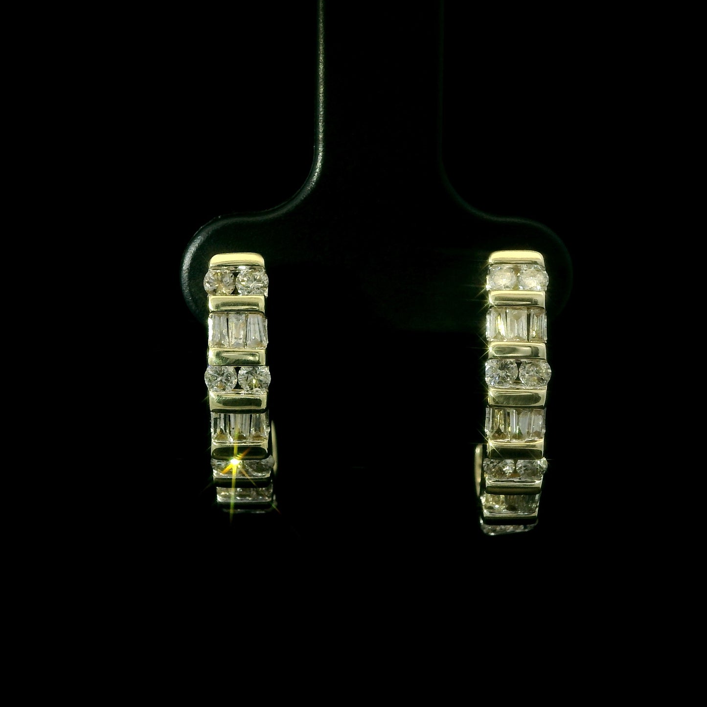 Diamond J Bar Set Earrings in 14k Yellow Gold