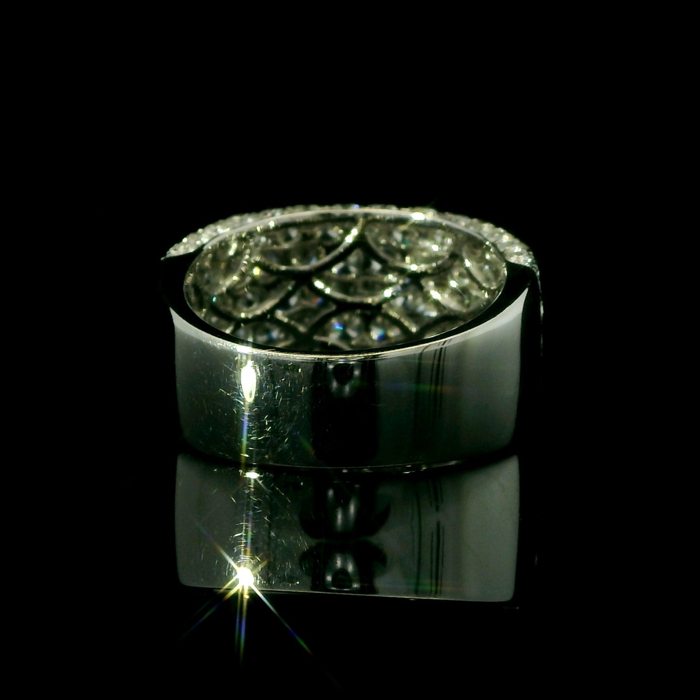Wide Diamond Band Ring