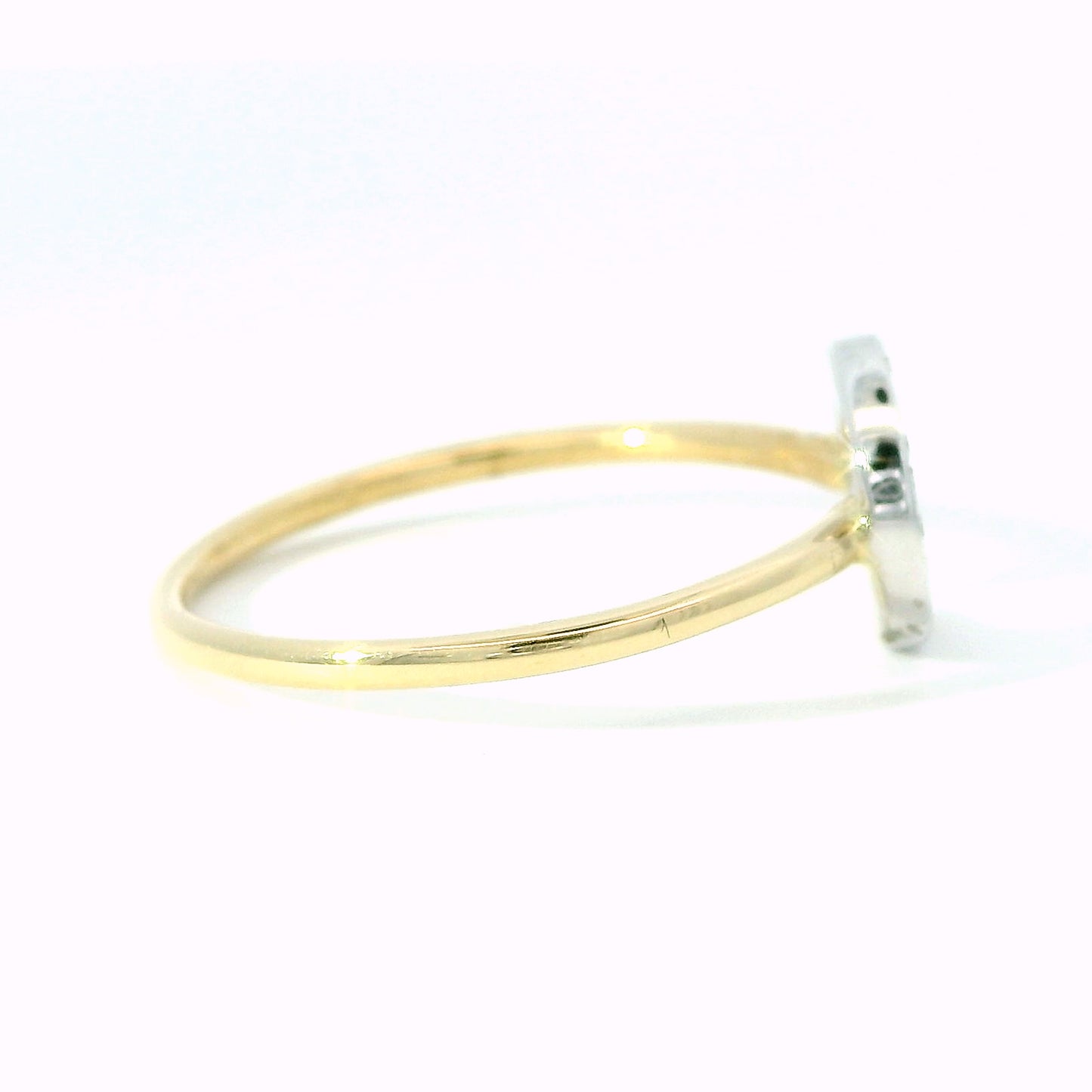 14K Two-Tone Gold Diamond Moon and Star Ring