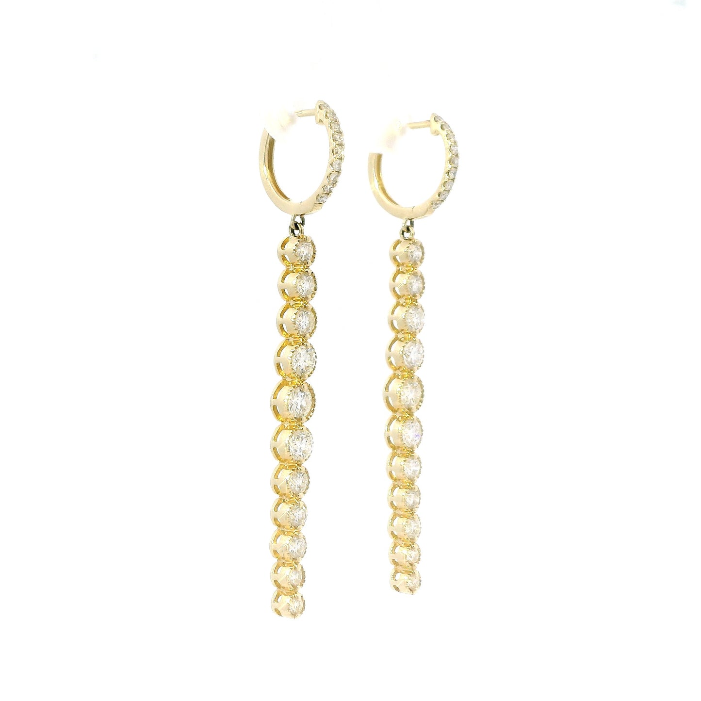 Natural Diamond Bezel Drop Earrings in 14K Yellow Gold