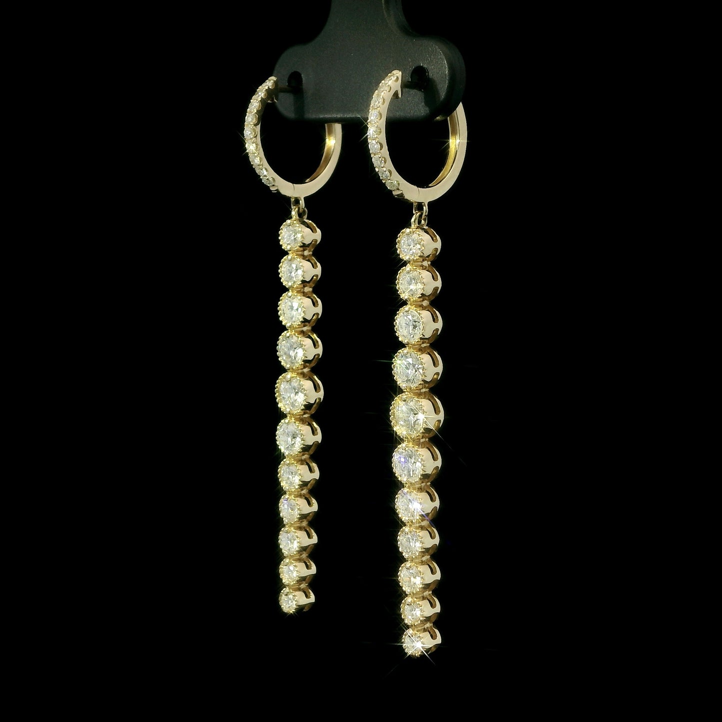 Natural Diamond Bezel Drop Earrings in 14K Yellow Gold