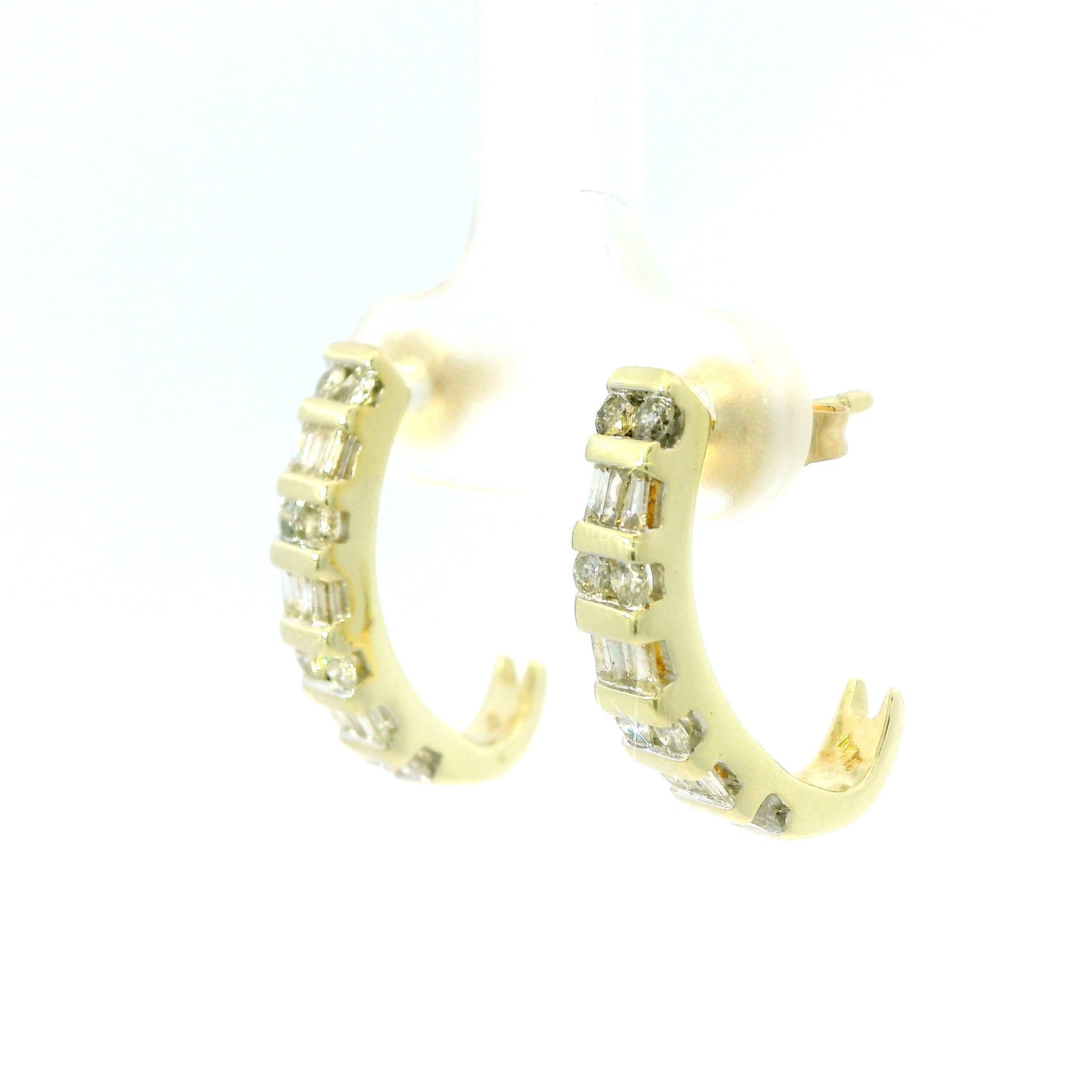 Diamond J Bar Set Earrings in 14k Yellow Gold