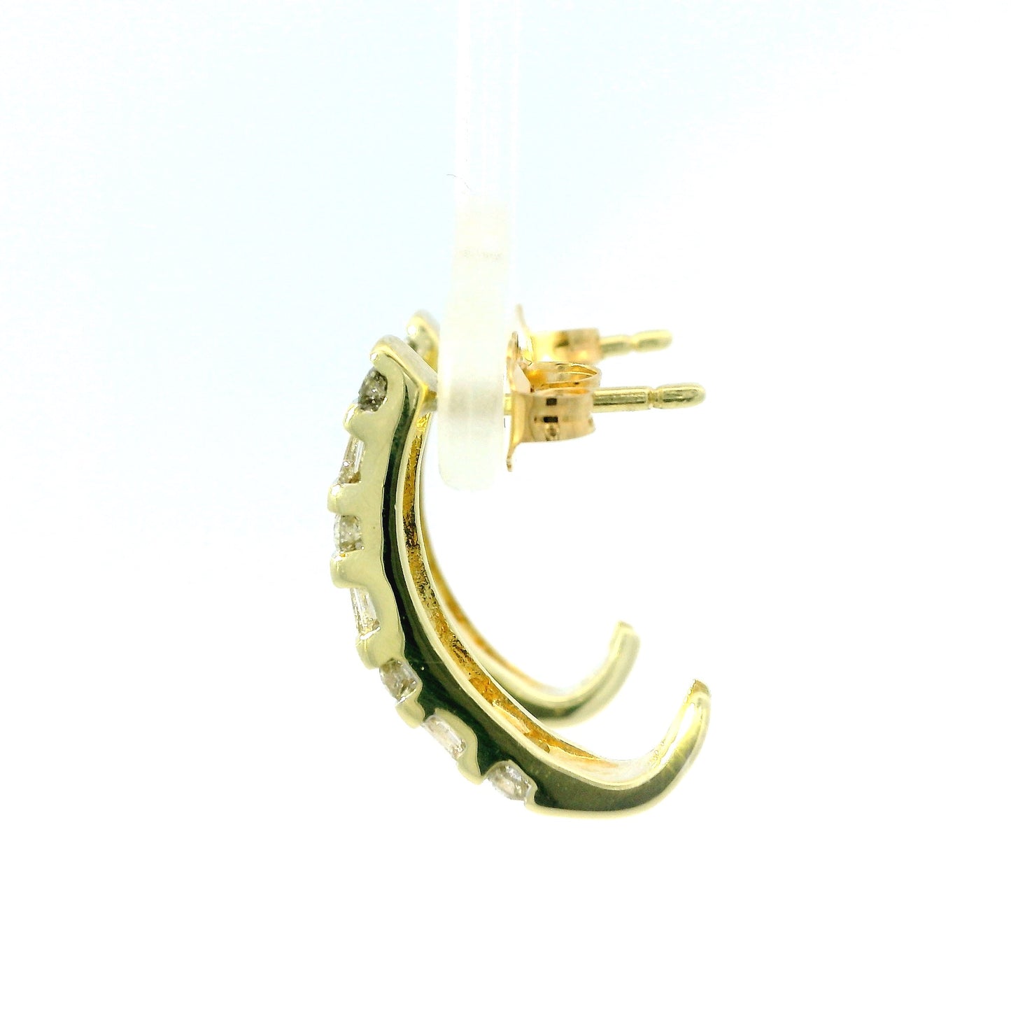 Diamond J Bar Set Earrings in 14k Yellow Gold
