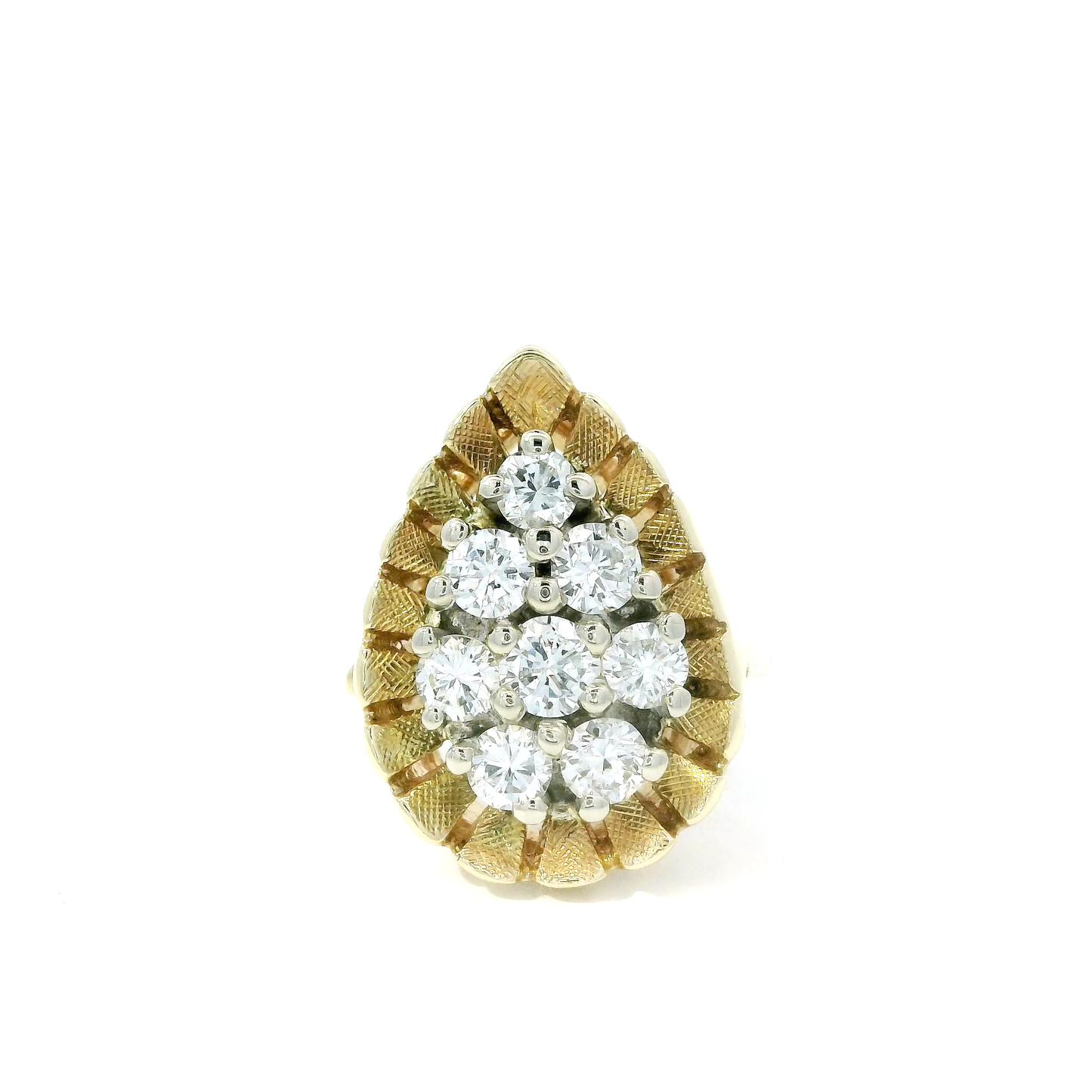 Vintage Pear-Shaped Diamond Cluster Ring in 14K Yellow Gold