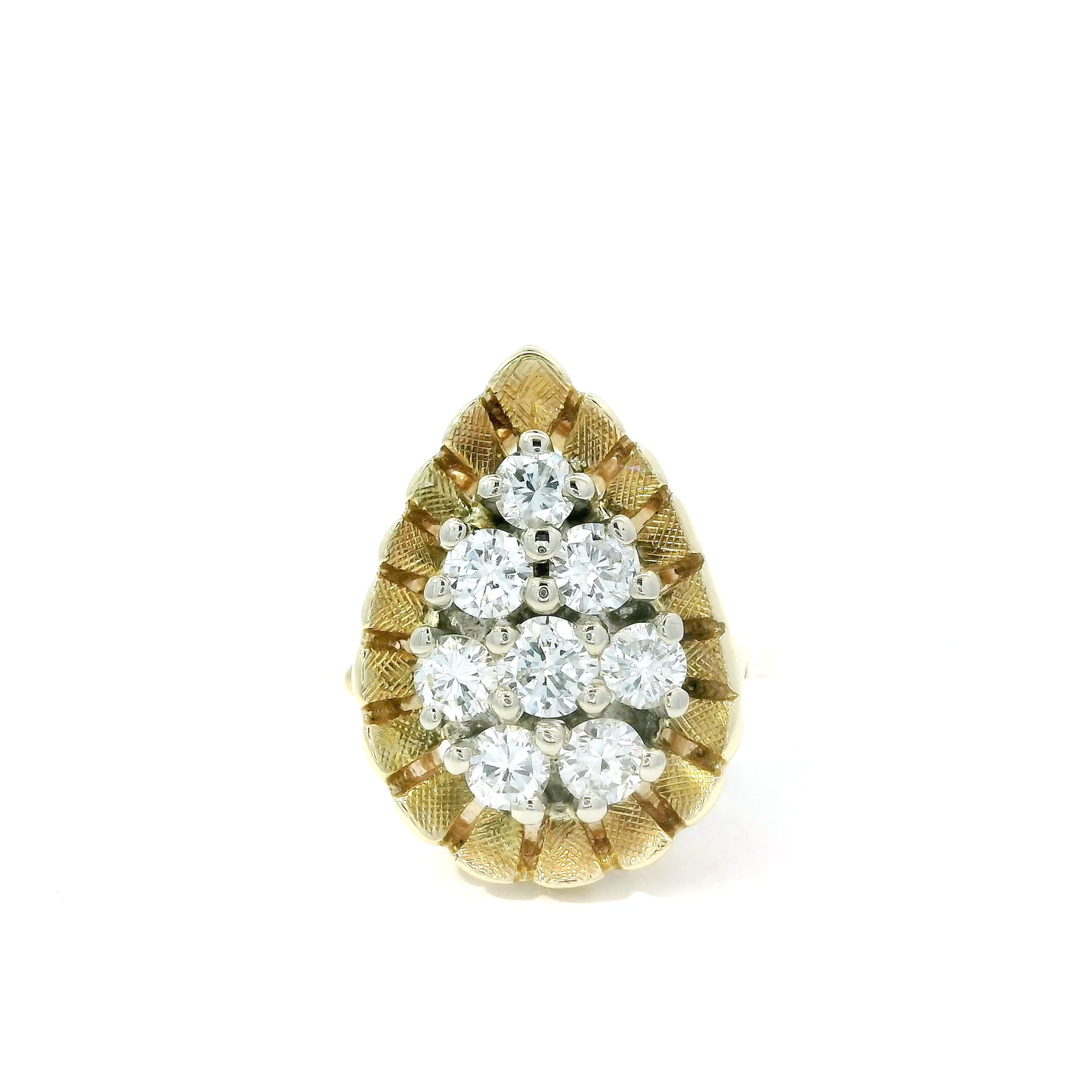 Vintage Pear-Shaped Diamond Cluster Ring in 14K Yellow Gold