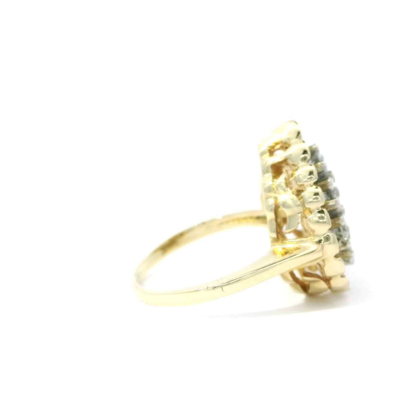 Vintage Pear-Shaped Diamond Cluster Ring in 14K Yellow Gold