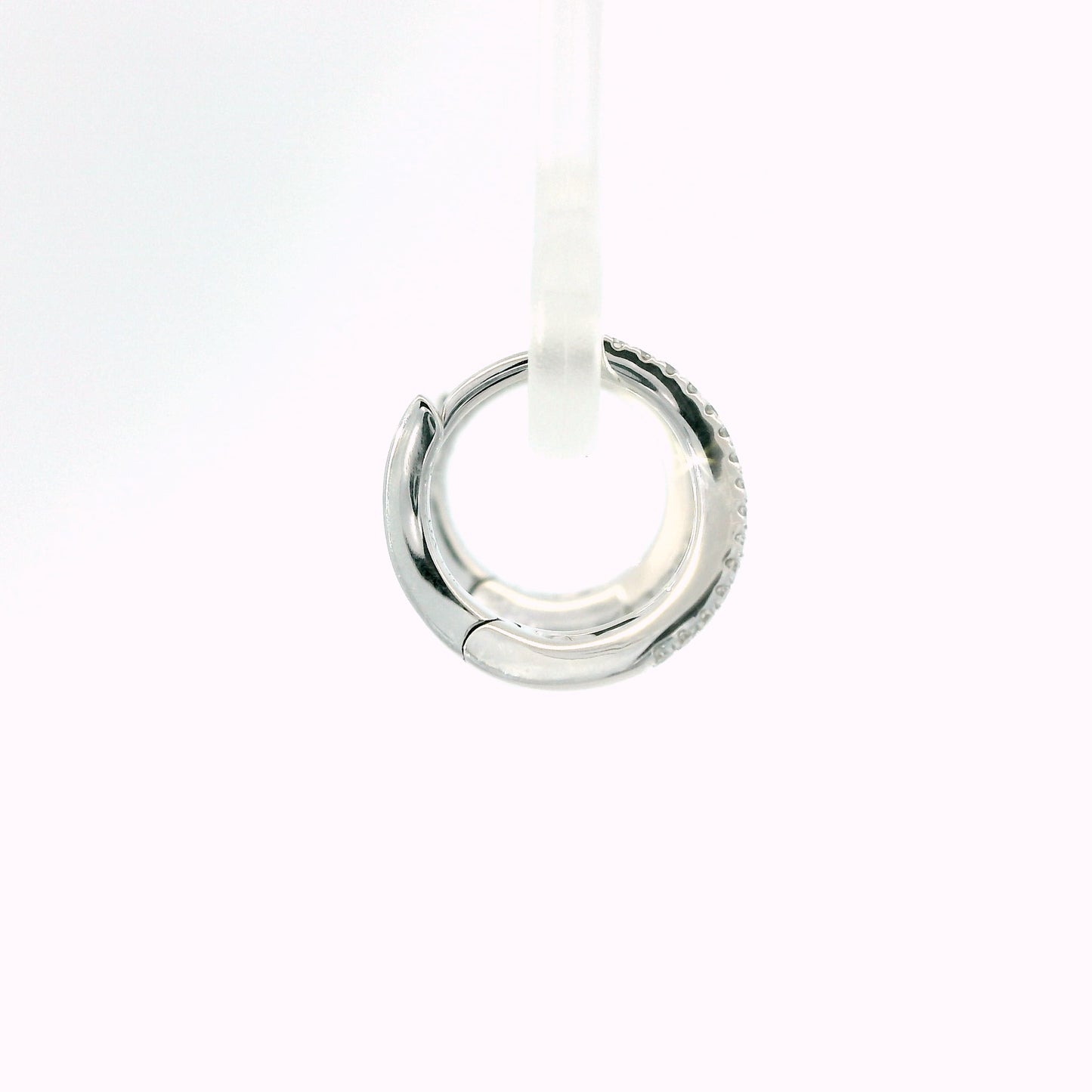 14K White Gold Diamond V Hoop Earrings