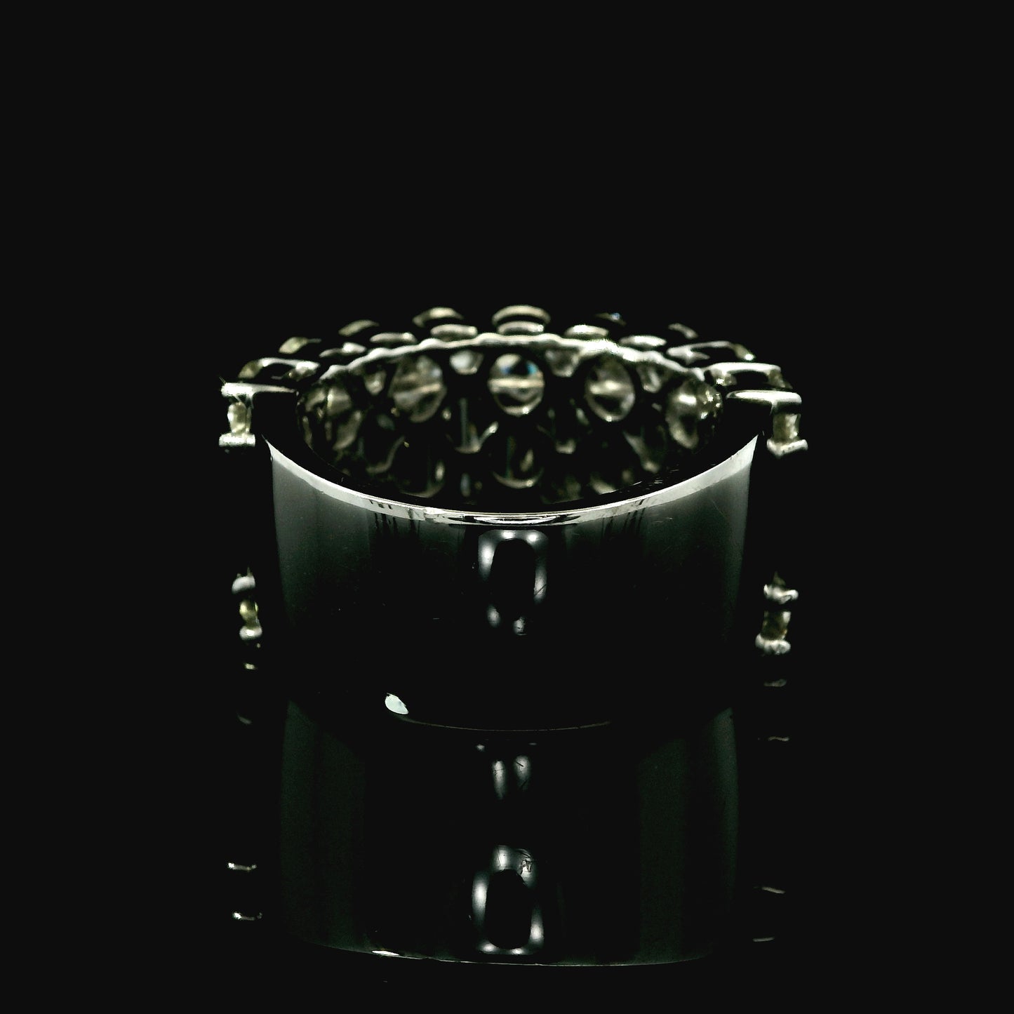 Wide Baguette and Round Brilliant Diamond Band – Natural Multi-Row Statement Ring in 14K White Gold