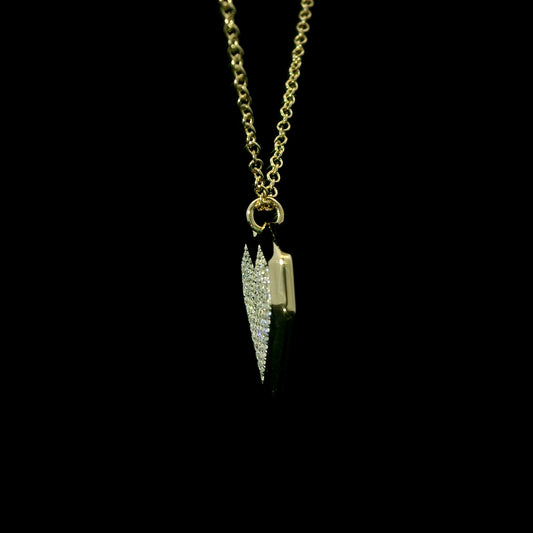 14K Yellow Gold Pavé Set Diamond Geometric Heart Pendant Necklace