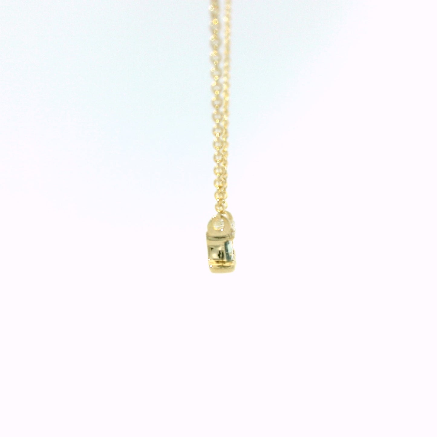 14K Yellow Gold Rainbow Gemstone Bar Necklace with Diamond Accent Row