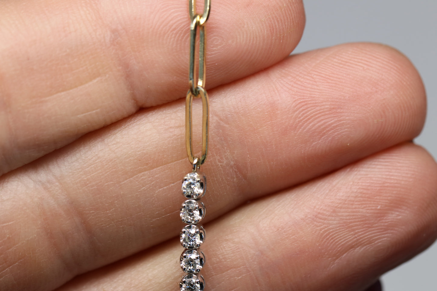 Round Diamond PaperClip Chain Bracelet in 14kt Gold