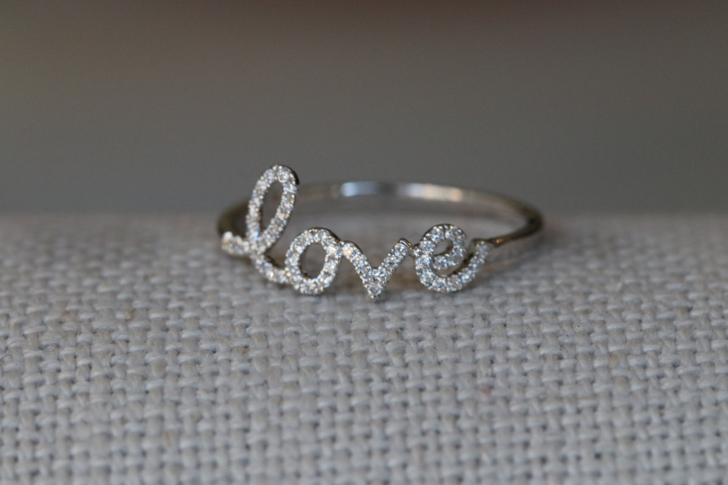 Diamond Cursive "LOVE" Ring