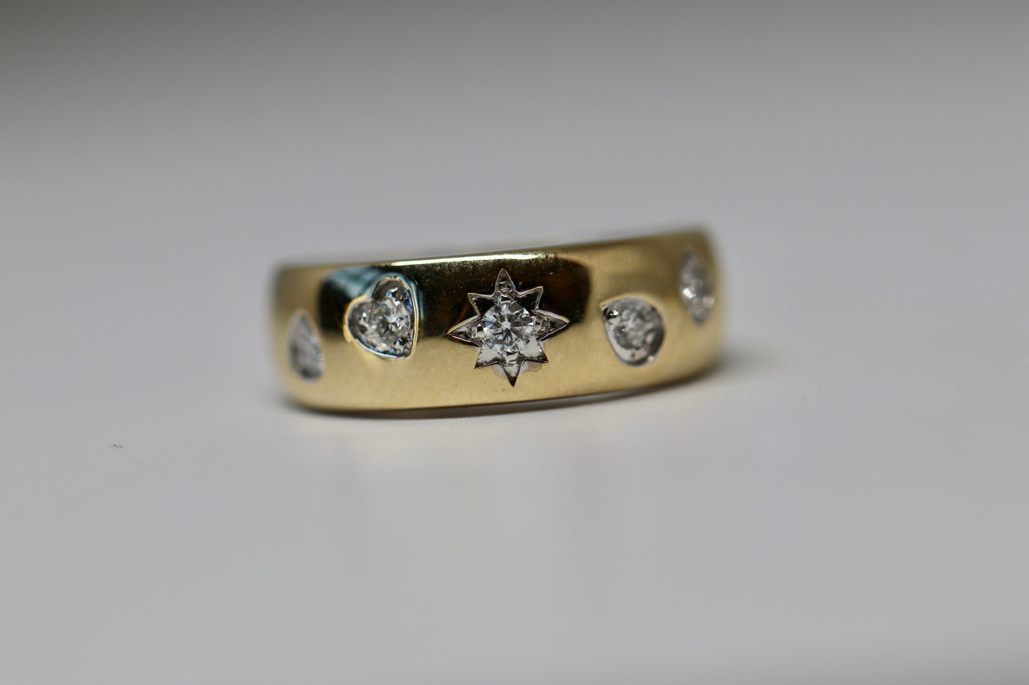 5 Stone Fancy Shape Cigar Band in Solid 14kt Gold