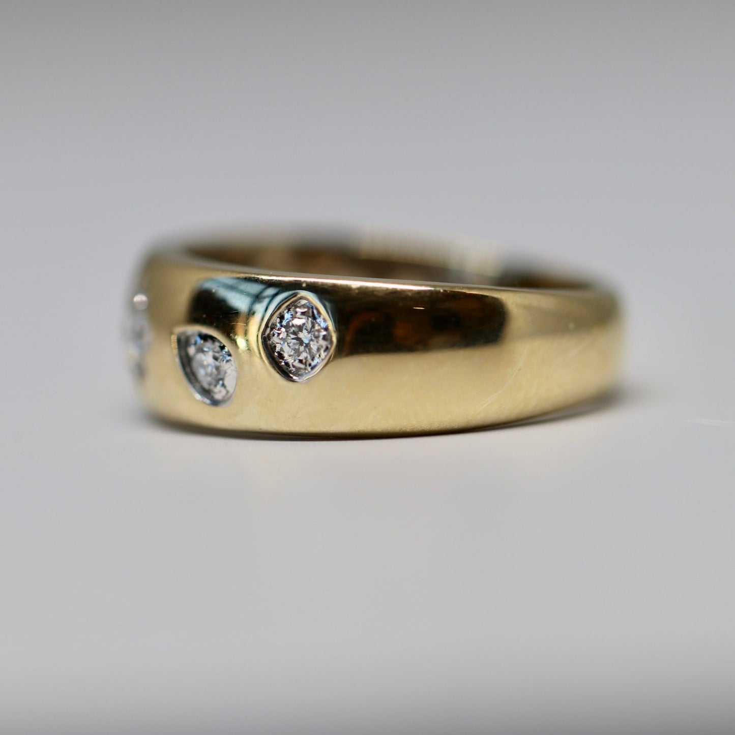 5 Stone Fancy Shape Cigar Band in Solid 14kt Gold