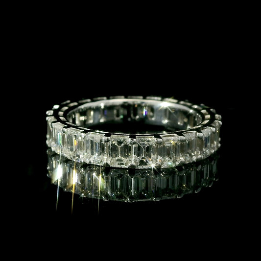 4.50ct Diamond Emerald Eternity Band in 14K White Gold Size 7