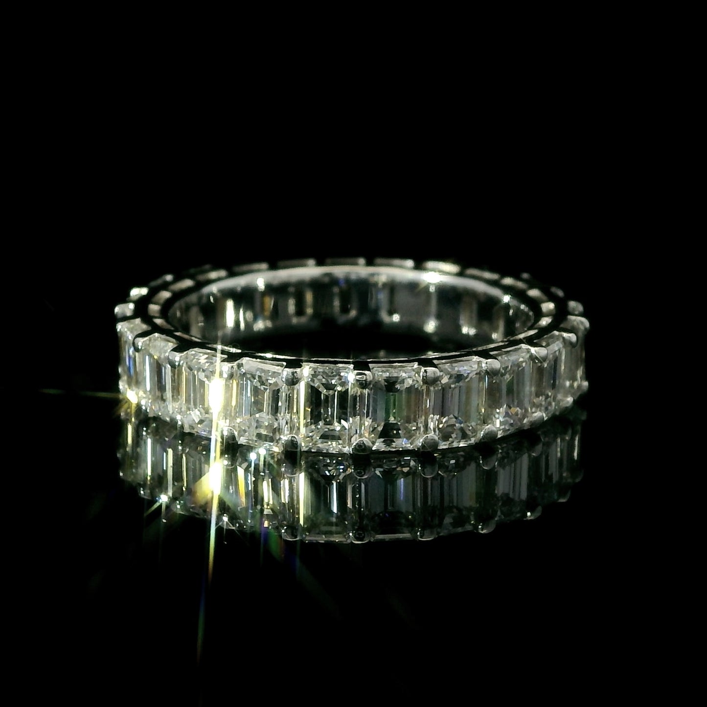 4.50ct Diamond Emerald Eternity Band in 14K White Gold