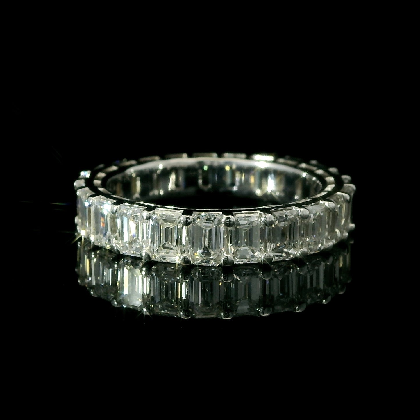4.50ct Diamond Emerald Eternity Band in 14K White Gold