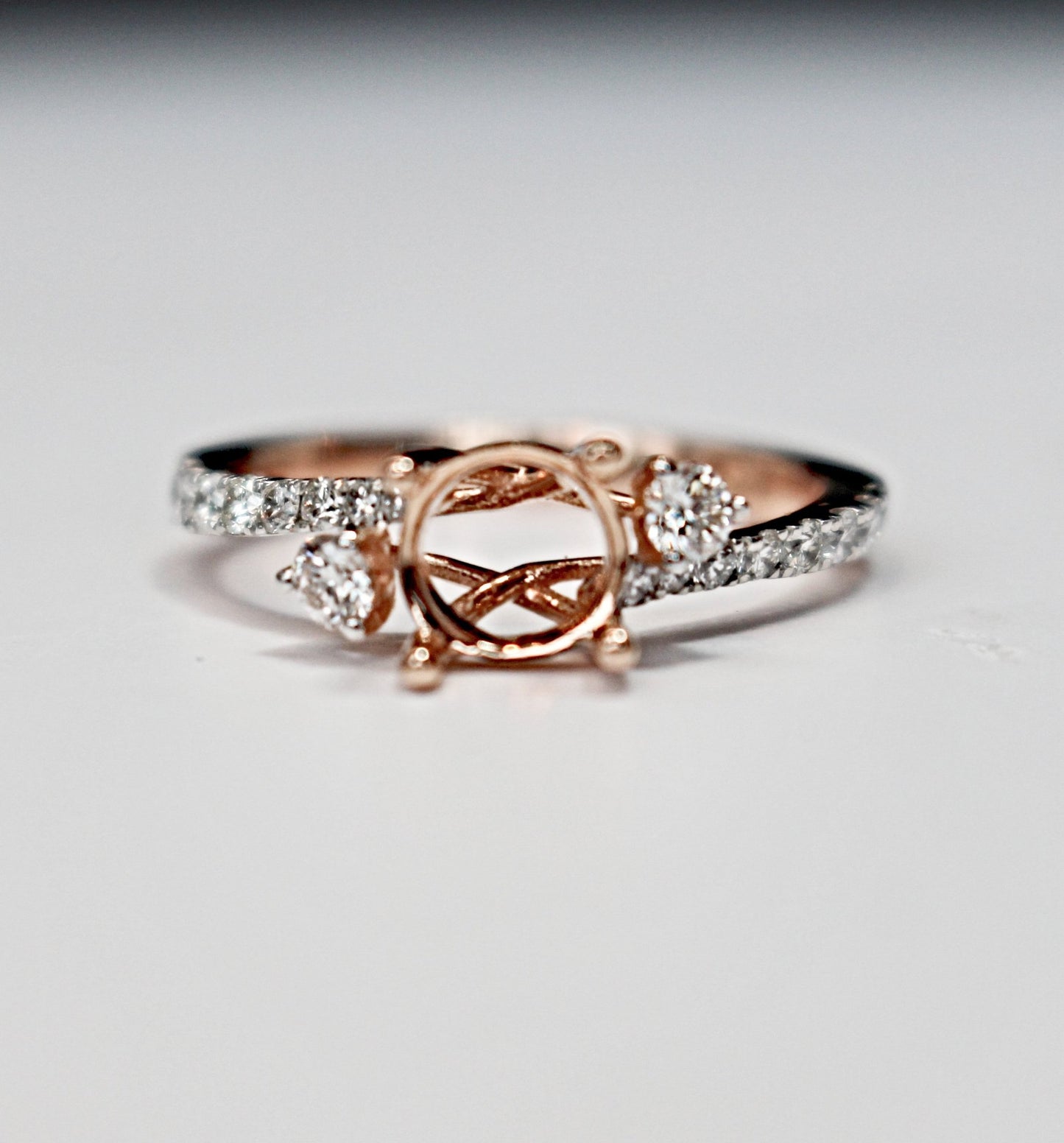 Diamondaire 3 Stone Engagement Ring in 14kt Rose Gold