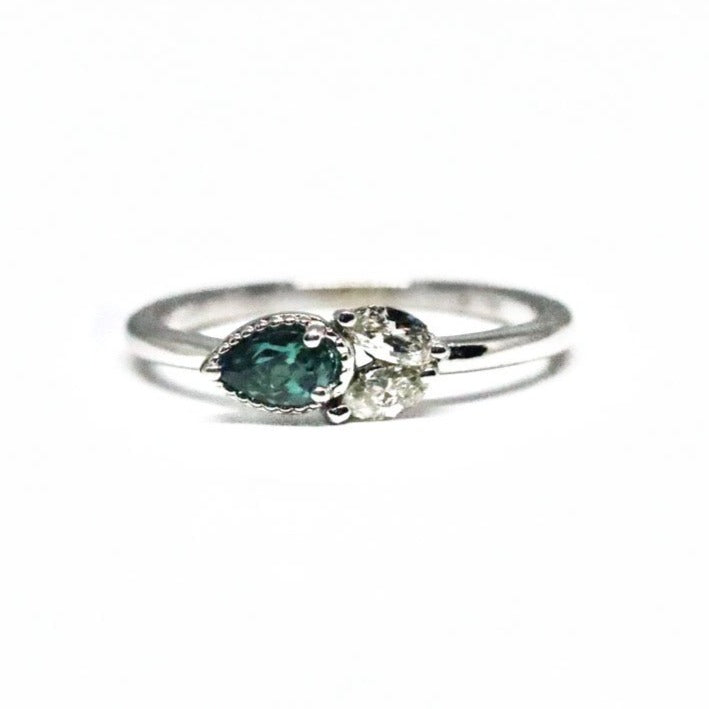 Slim Alexandrite and Diamond Ring