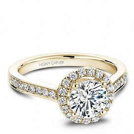 Shared Prong Halo Engagement Ring B005-01YM