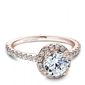 Rose gold diamond halo engagement ring