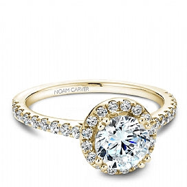 yellow gold diamond halo engagement ring