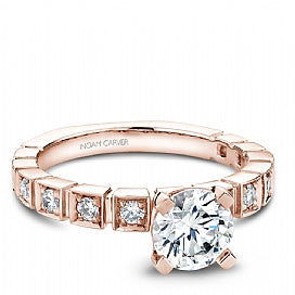 Rose gold noam carver art deco engagement ring