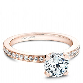 rose gold shared prong engagement ring