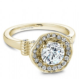 Shared Prong Halo Engagement Ring B014-01YM