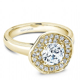 Shared Prong Halo Engagement Ring B014-03YM