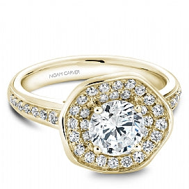 Shared Prong Halo Engagement Ring B014-05YM