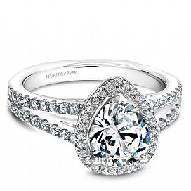 Split Shank Halo Pear Engagement Ring