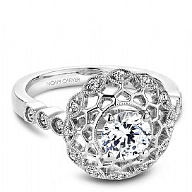 Art Deco Halo Engagement Ring