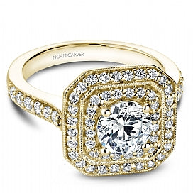Yellow Gold Double Halo Engagement Ring