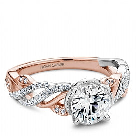 14kt Rose and White Gold Twist Wide Diamond engagement ring