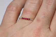 Dainty 5 Stone Ruby and Diamond Stackable Ring