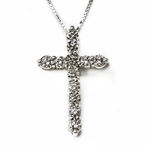 Extra Large Diamond Cross in Solid 14kt White Gold 1.58tcw