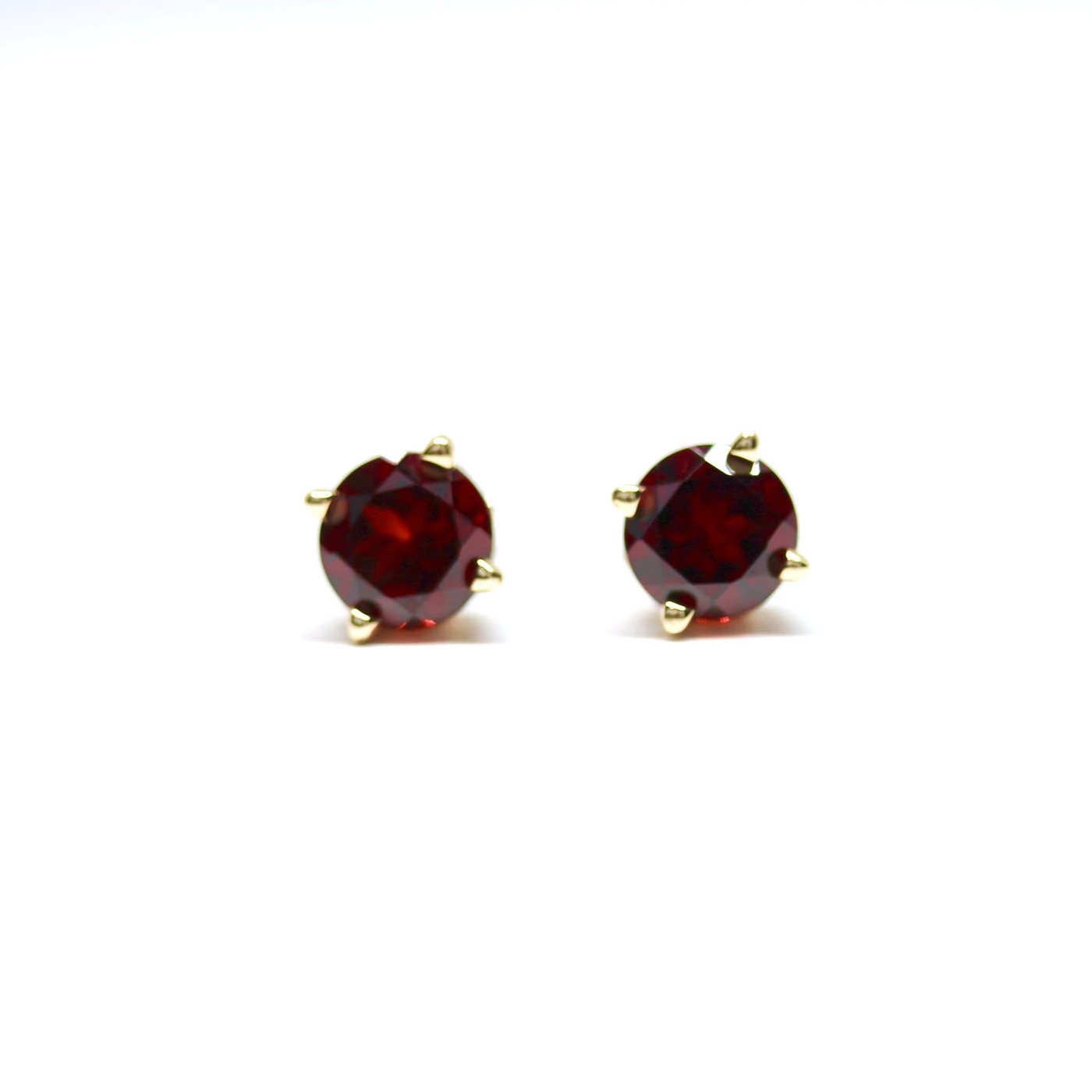 Mozambique Garnet Scroll Design Round 4-Prong Stud Earrings