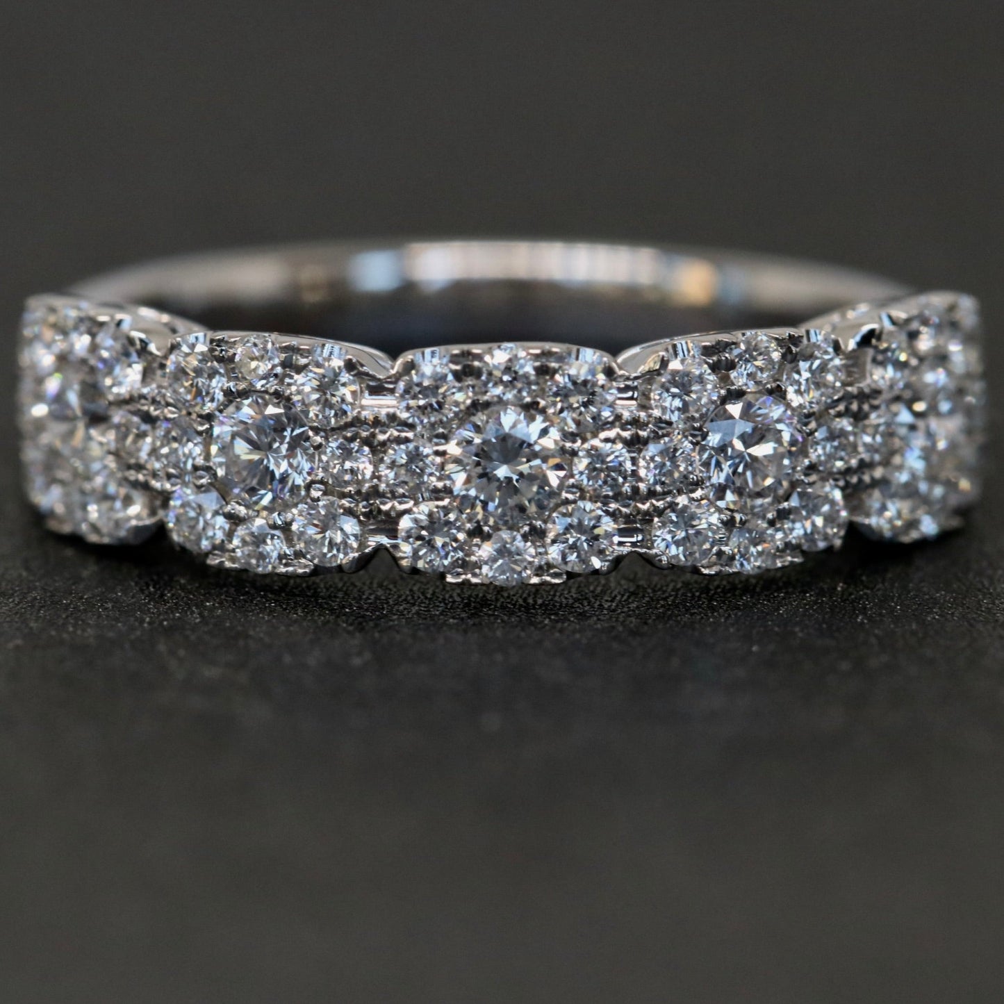 5 stone diamond halo wedding band