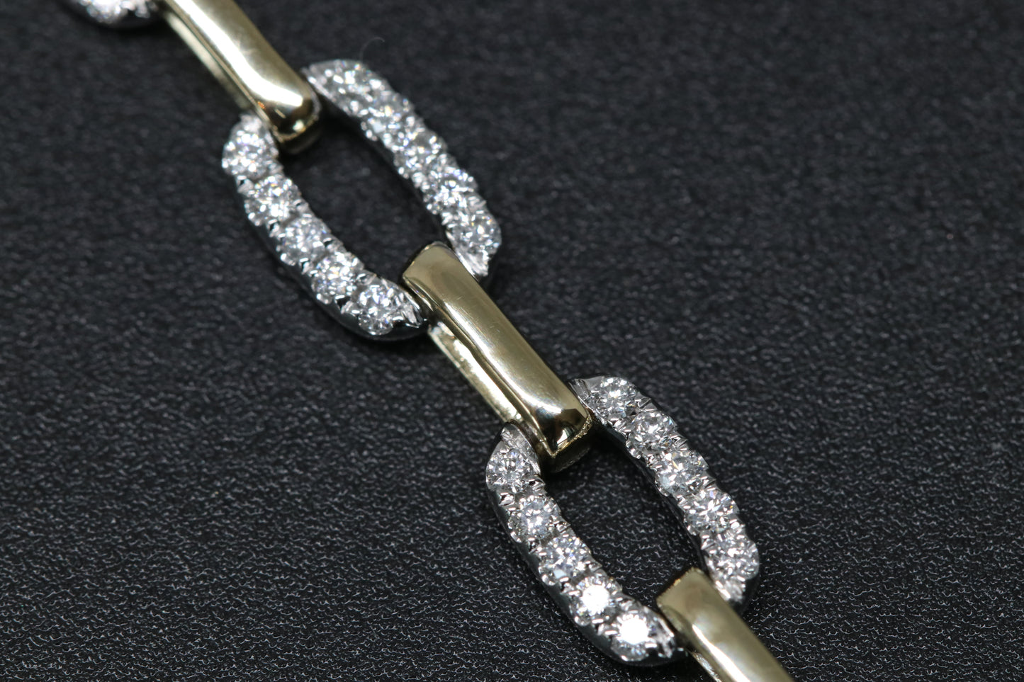 Diamond and Solid 14kt Gold Paperclip Chain Tennis Bracelet
