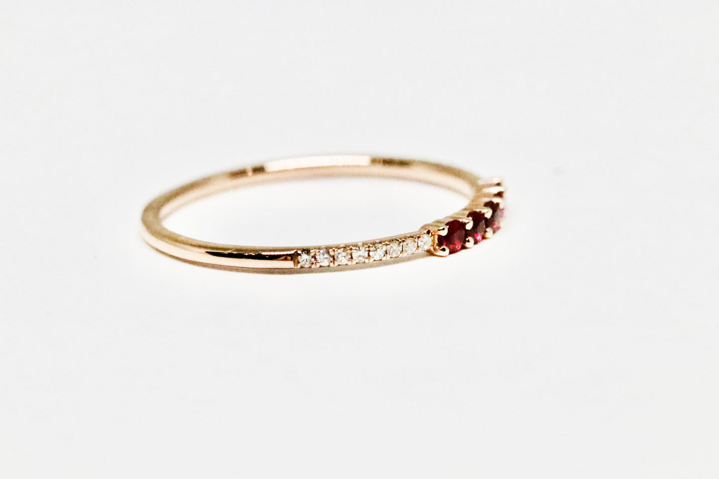 Dainty 5 Stone Ruby and Diamond Stackable Ring