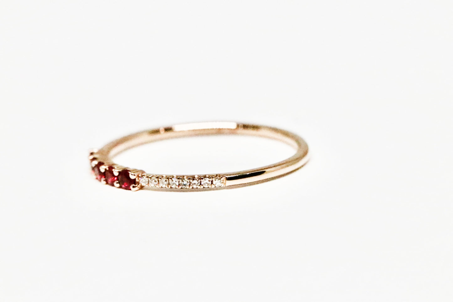 Dainty 5 Stone Ruby and Diamond Stackable Ring