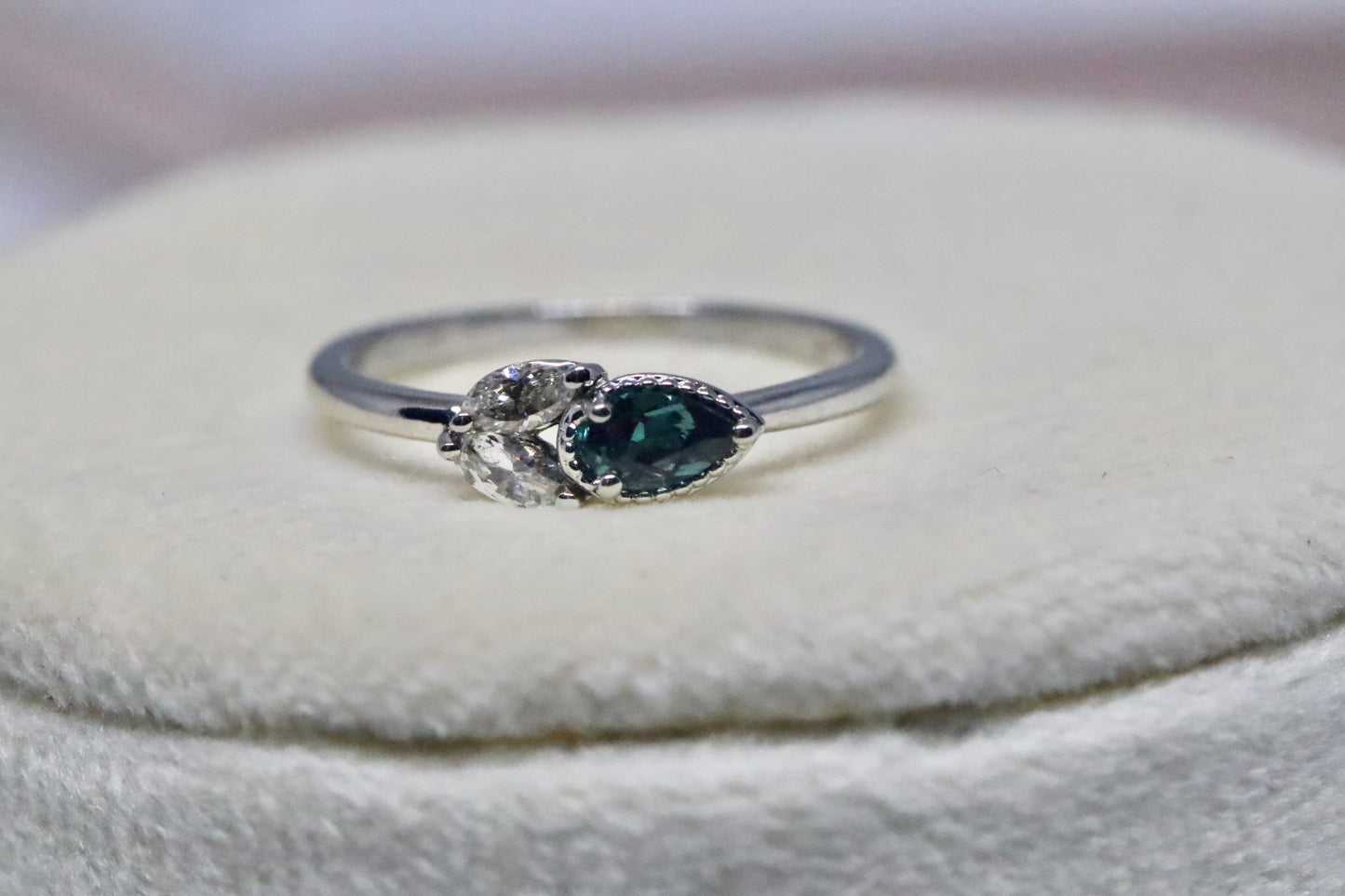 Slim Alexandrite and Diamond Ring