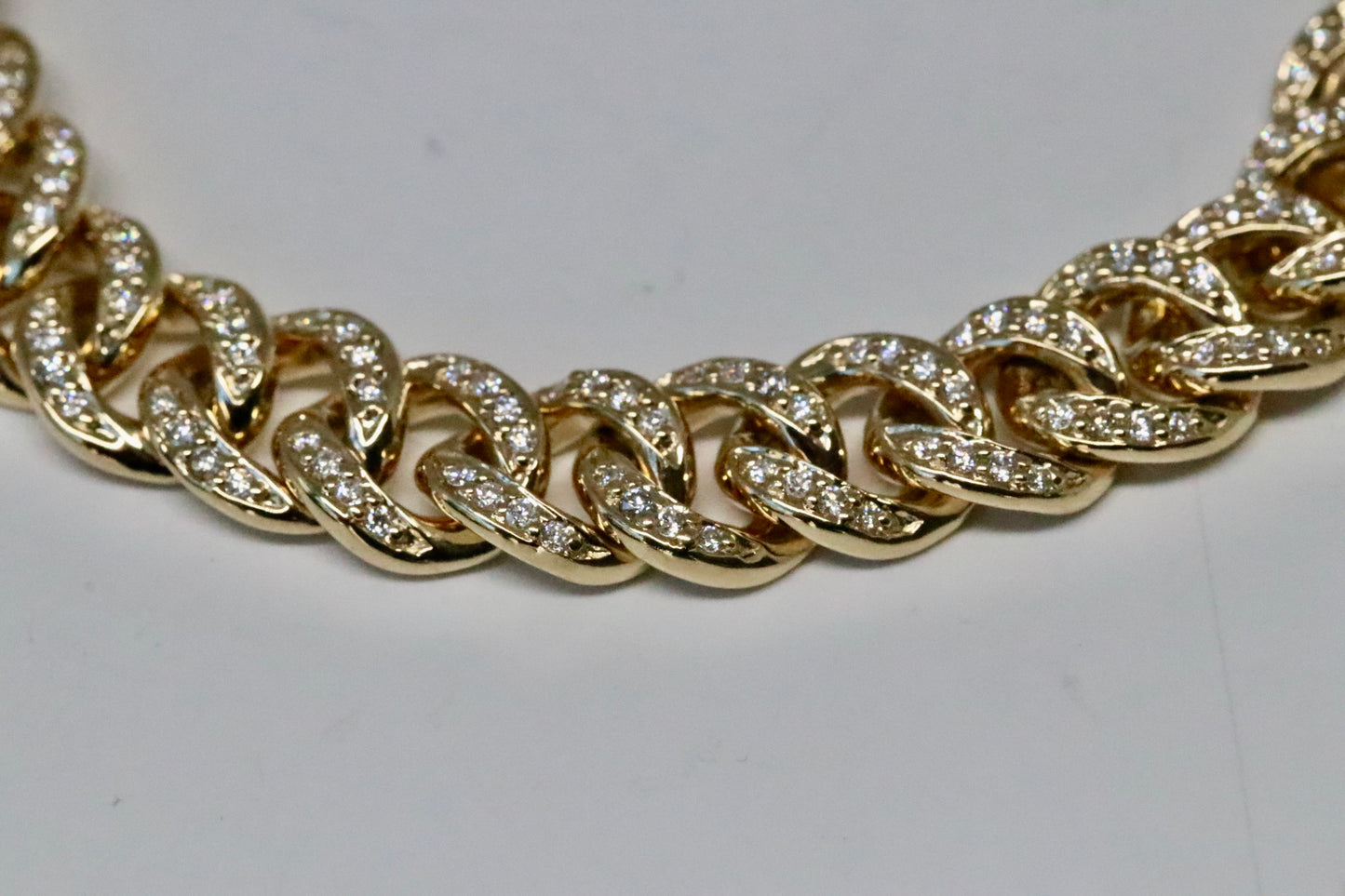 Diamond Chain Link Bracelet AKA Miami Cuban in Sold 14kt Yellow, Rose, or White Gold