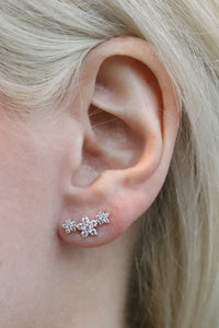 Diamond Floral Earring Climbers in 14kt Gold