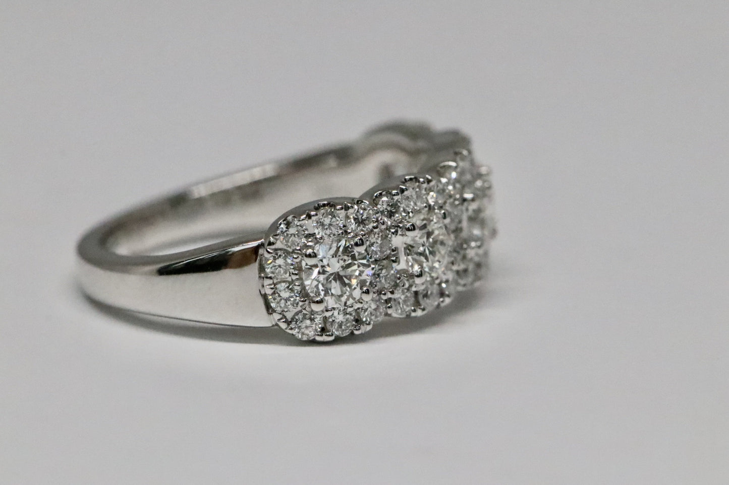 5 Stone Diamond Halo Cluster Ring 1.50tcw in 14kt Solid Gold