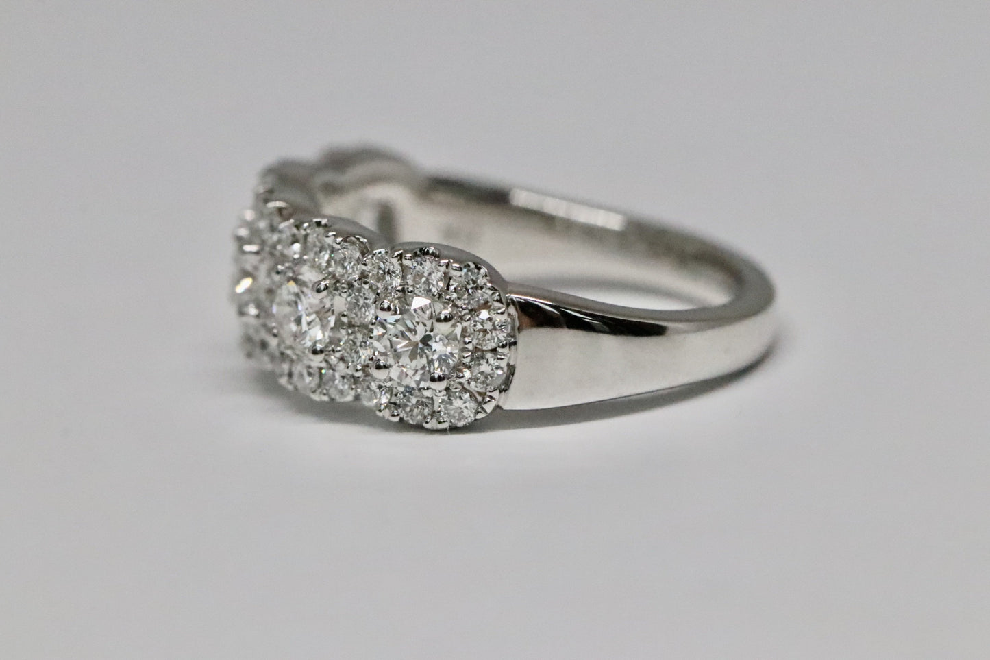 5 Stone Diamond Halo Cluster Ring 1.50tcw in 14kt Solid Gold