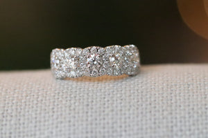 5 Stone Diamond Halo Cluster Ring 1.50tcw in 14kt Solid Gold