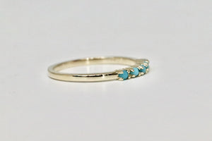 Dainty Turquoise Stackable Ring in Solid 14kt Gold